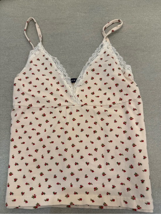 Brandy Melville Tops - Brandy Melville Cream Cami with Red Rose Print